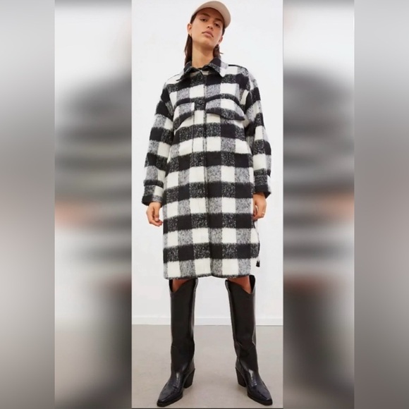 H&M Jackets & Blazers - H&M oversized long plaid shacket